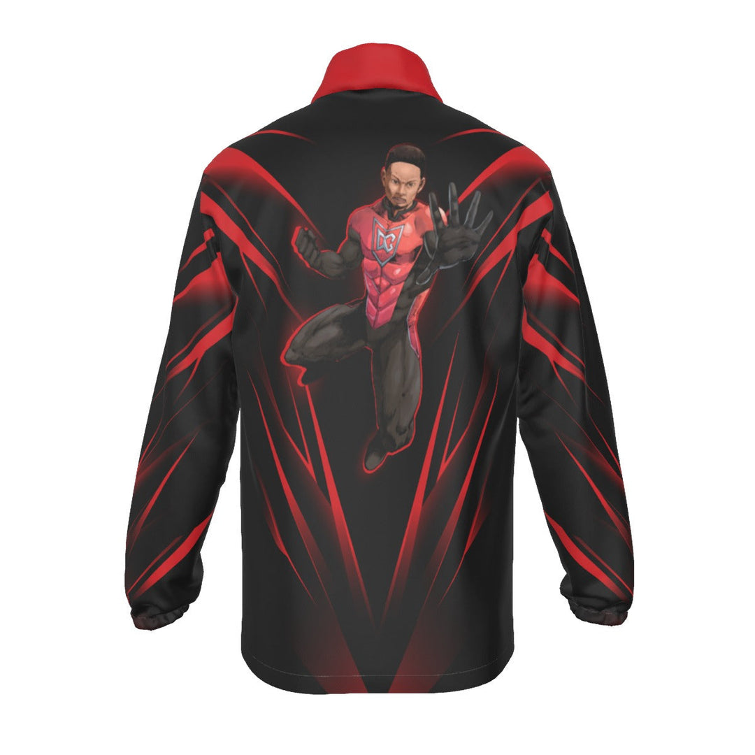Miami Lit Red Stand-up Collar Zip-up Windproof Jacket - DG Trends Streetwear